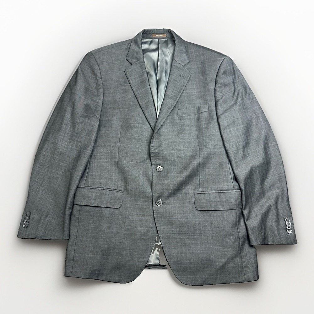 Peter Millar 42R Sport Coat Jacket Gray Blue Windowpane Check 100% Wool Canada